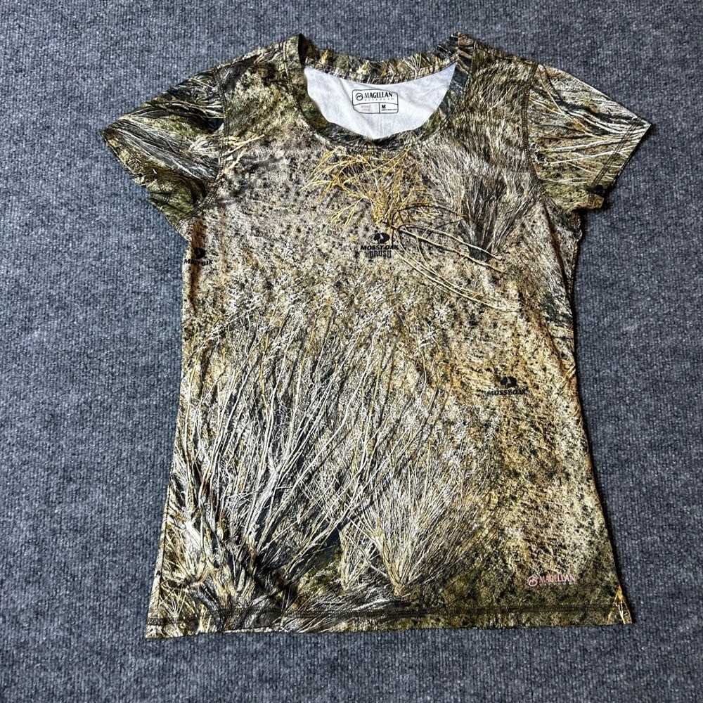 Magellan Shirt Womens Size M Mossy Oak Brush Camo Short Sleeve Performance